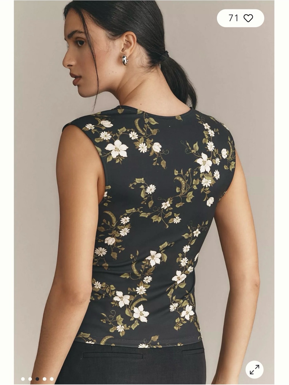 Maeve Black Floral Tank Top - Picture 3 of 9